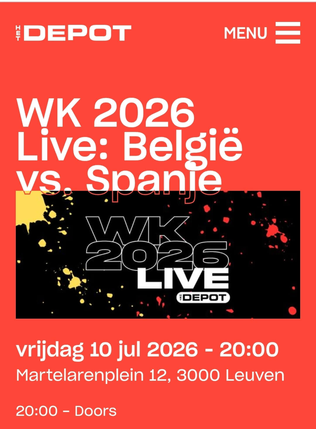 Belgie - Spanje  op groot scherm