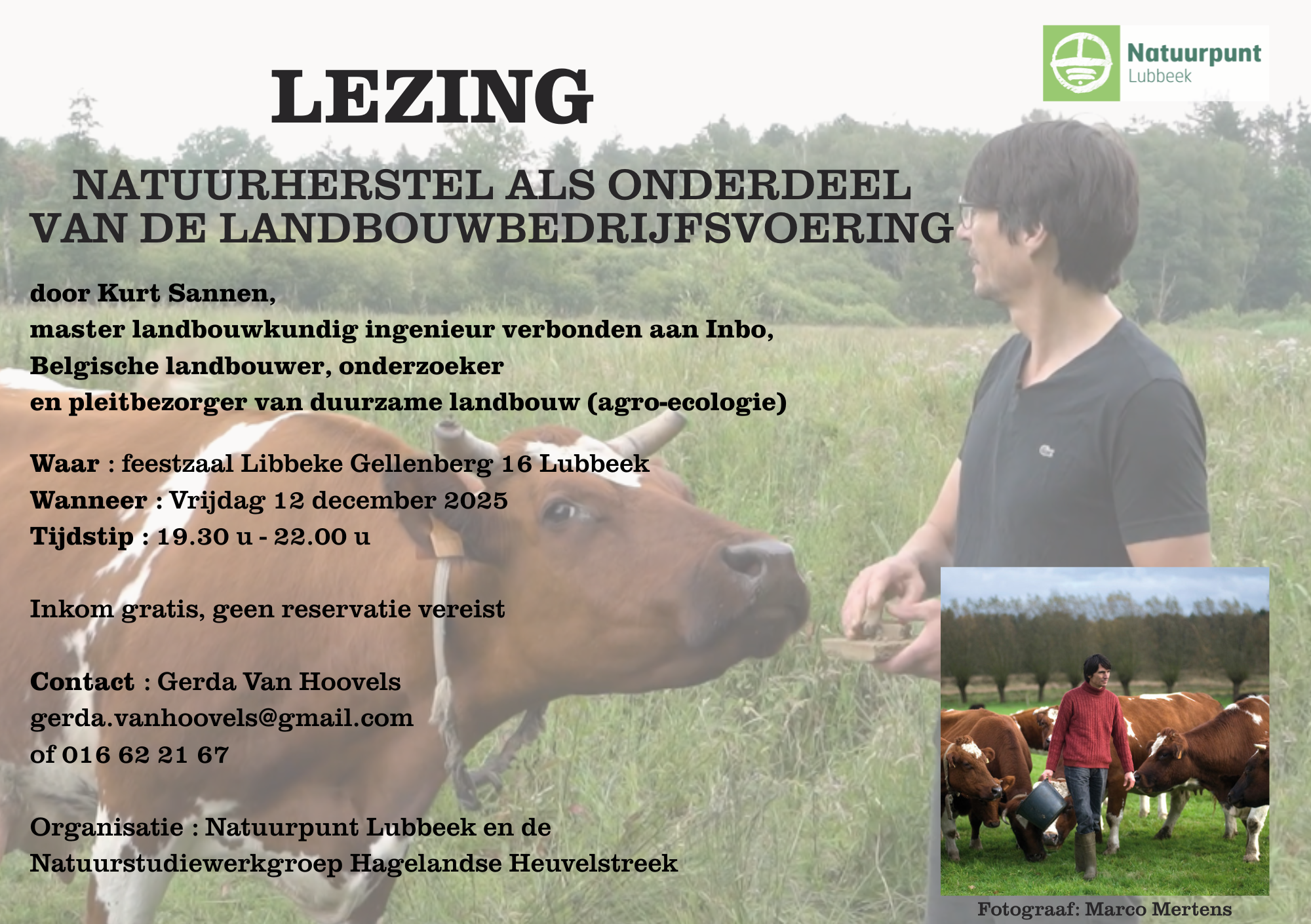Lezing door Kurt Sannen: Natuurherstel als onderdeel van de landbouwbedrijfsvoering
