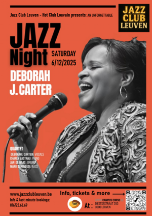Jazz Club Leuven presents: An unforgettable Jazz night with Deborah J. Carter (USA) Quartet.
