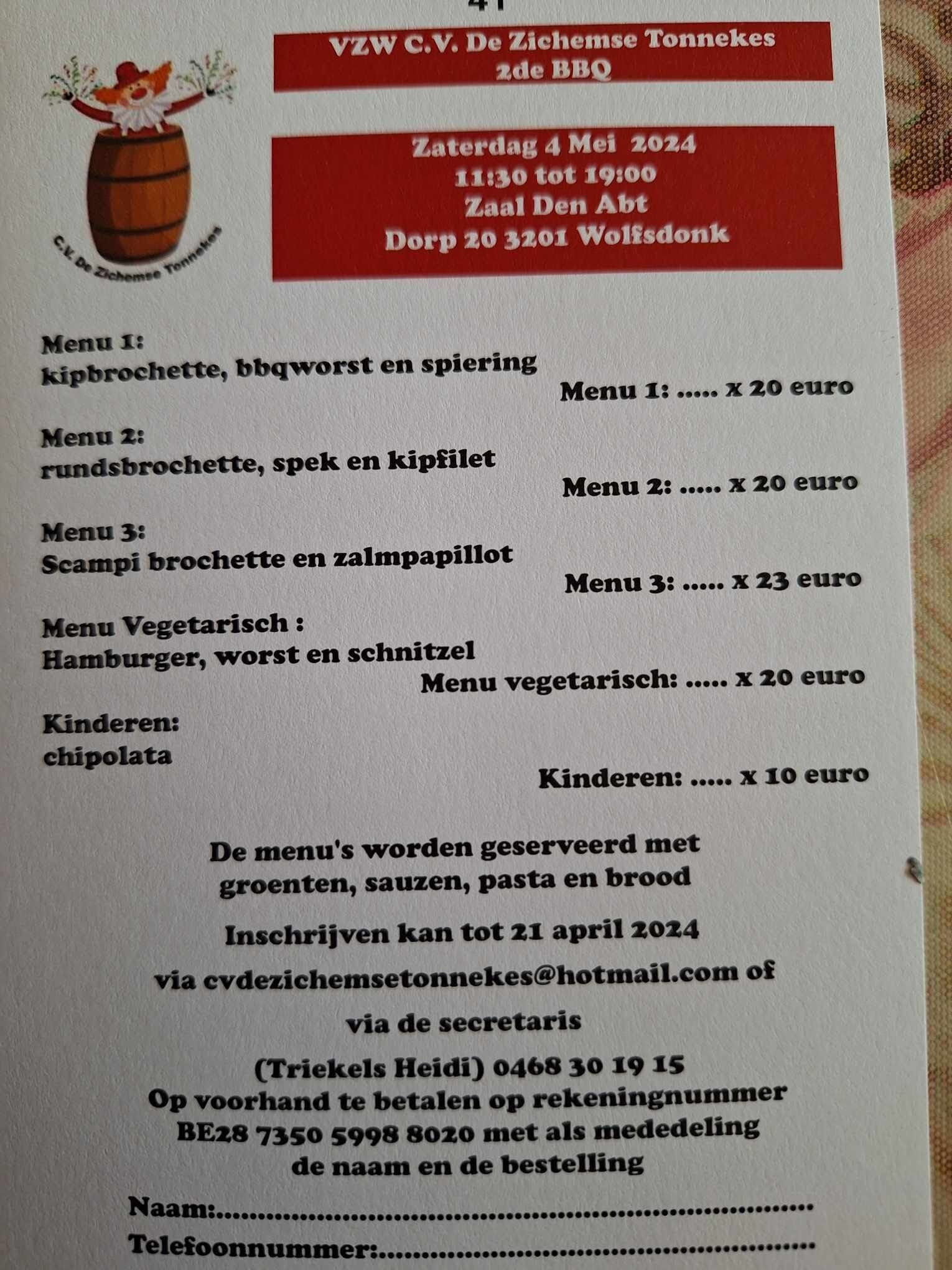 vzw CV  De Zichemse Tonnekes 2de BBQ