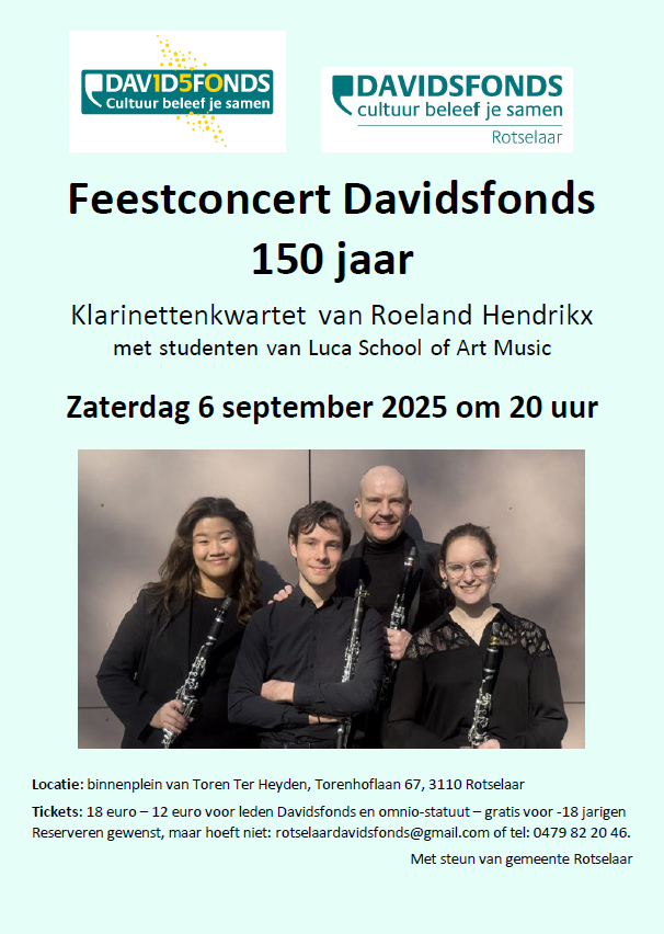 Feestconcert "Roeland Hendrikx Klarinetkwartet"