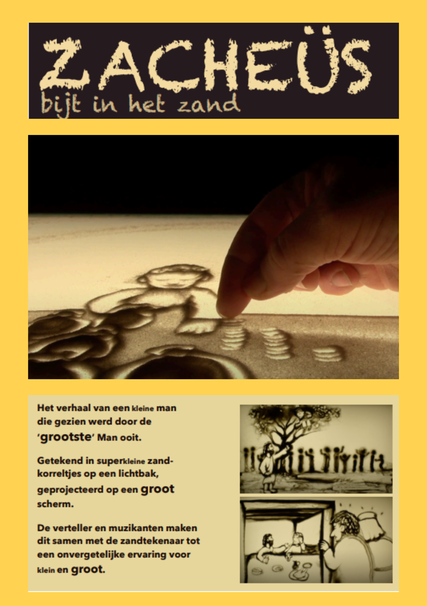 Zandkunstenaar Immanuel Boie "Zacheus bijt in het zand"