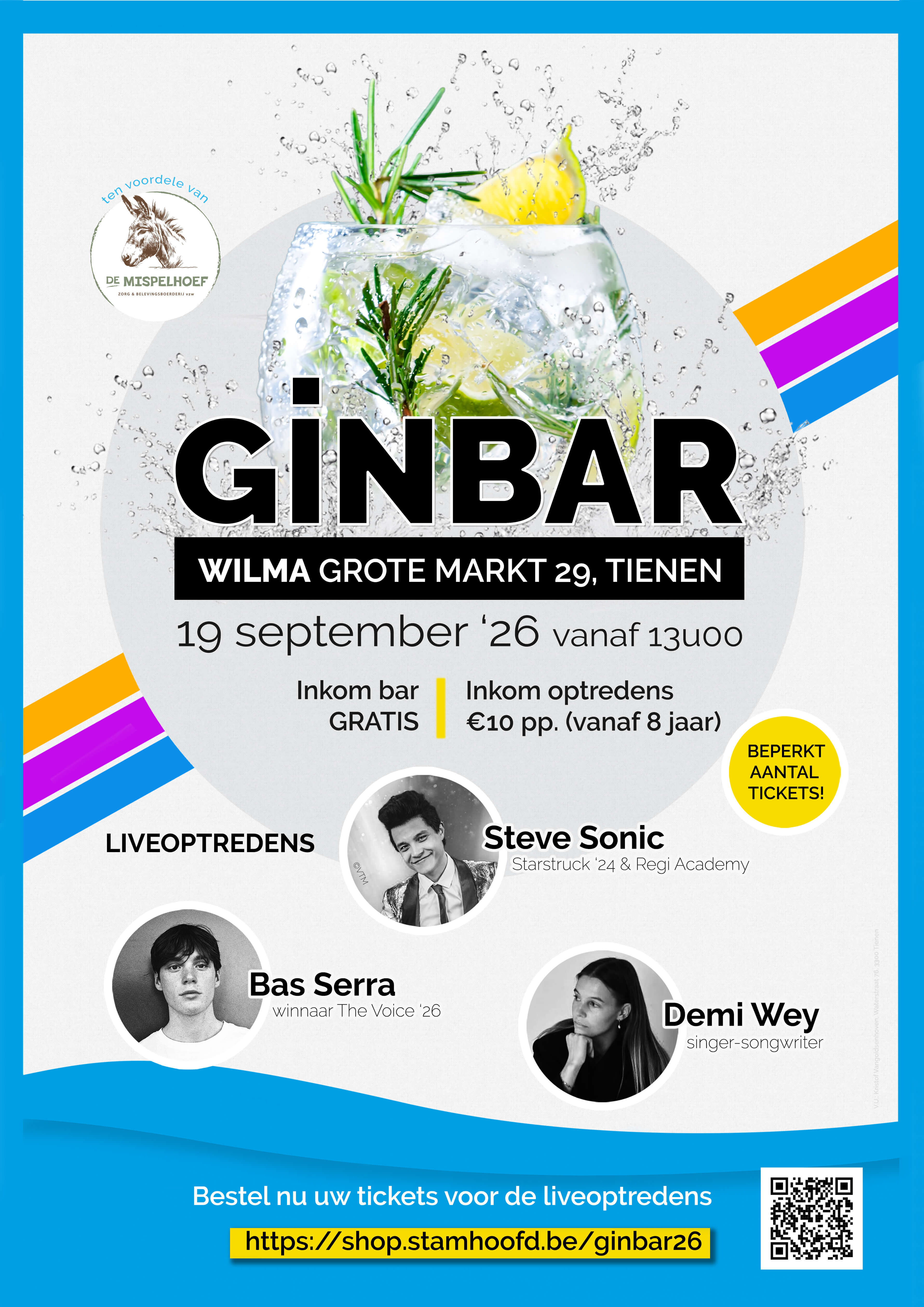 Ginbar met liveoptredens t.v.v. De Mispelhoef