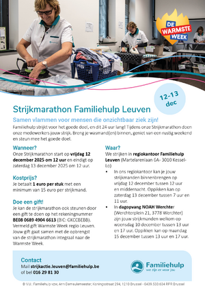 Familiehulp Strijkmarathon voor de Warmste Week