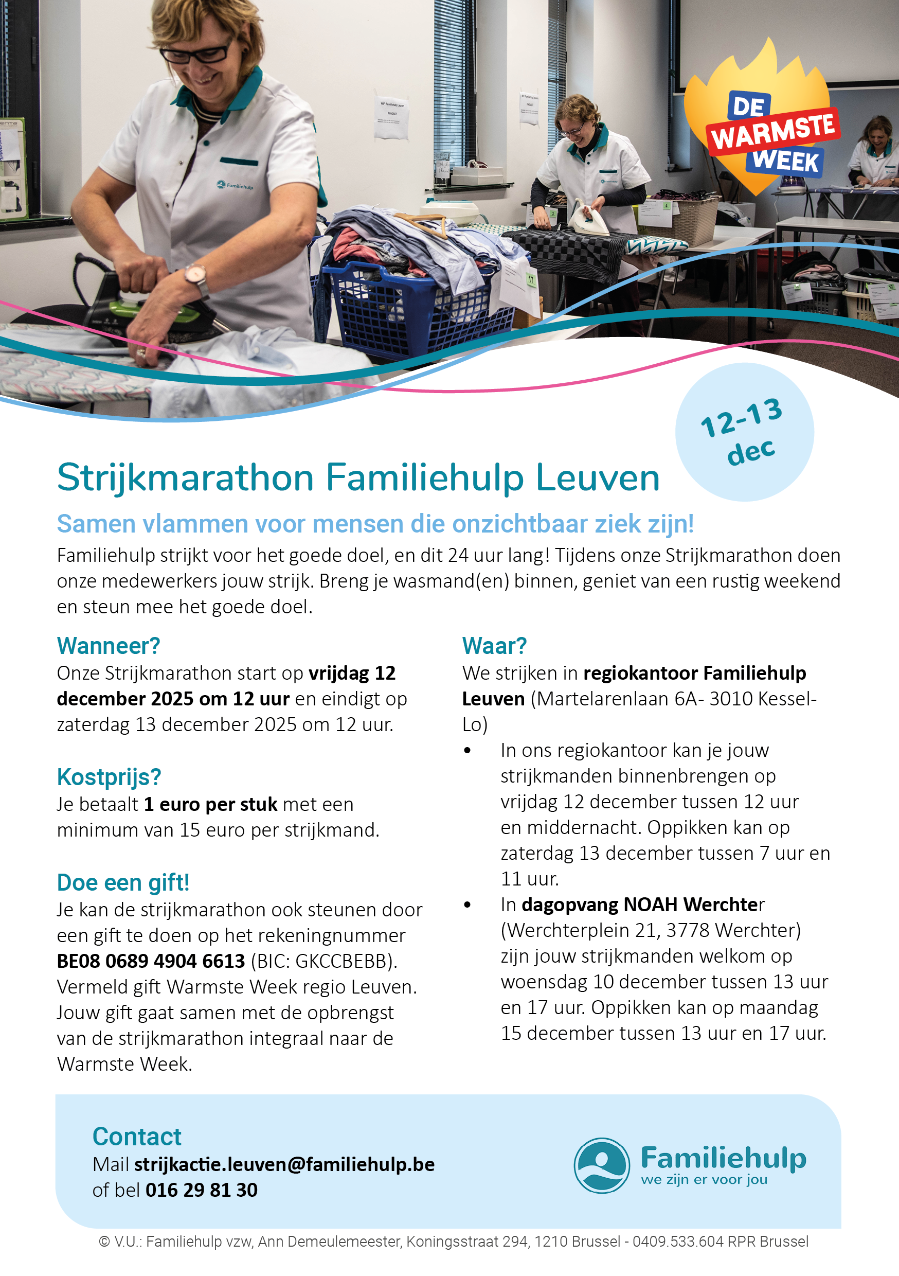 Familiehulp Strijkmarathon voor de Warmste Week