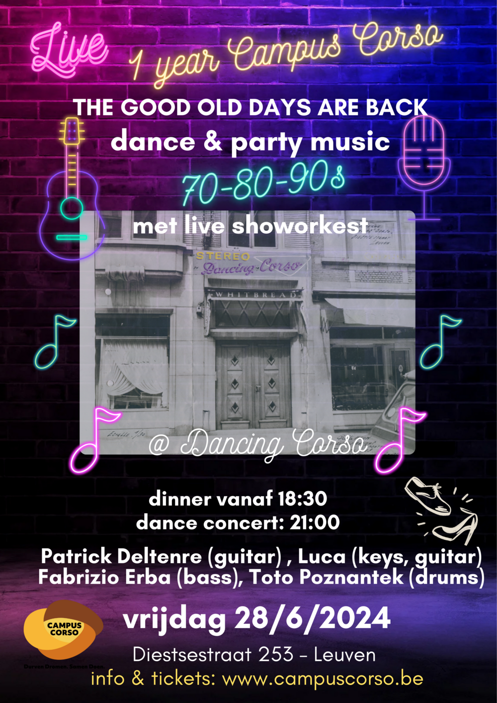 70-80-90s dance party met live-band