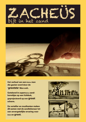 Zandkunstenaar Immanuel Boie "Zacheus bijt in het zand"