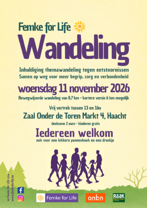 Femke for Life Inhuldiging themawandeling tegen eetstoornissen