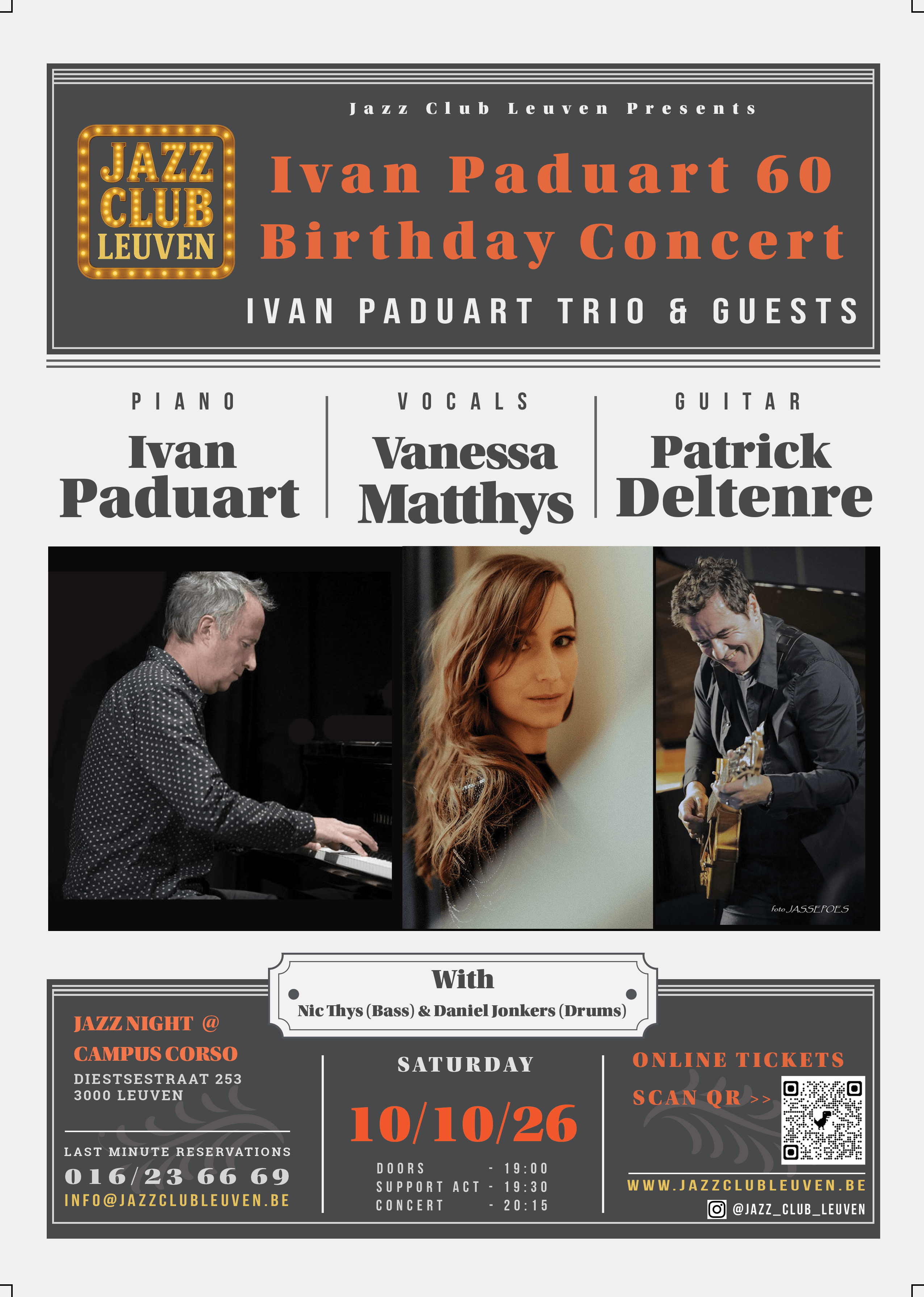 Jazz Club Leuven Live Music presents : Ivan Paduart 60 - Birthday Concert
