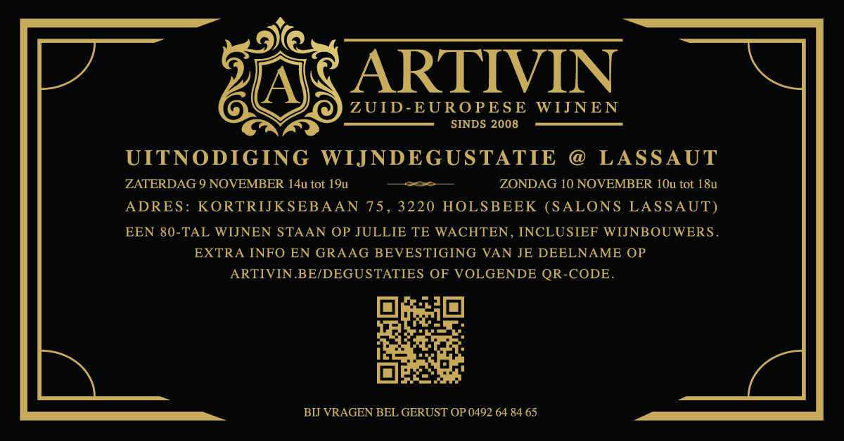 Exclusieve ARTIVIN Wijnproeverij @ Salons Lassaut – Een nooit eerder vertoonde unieke beleving!