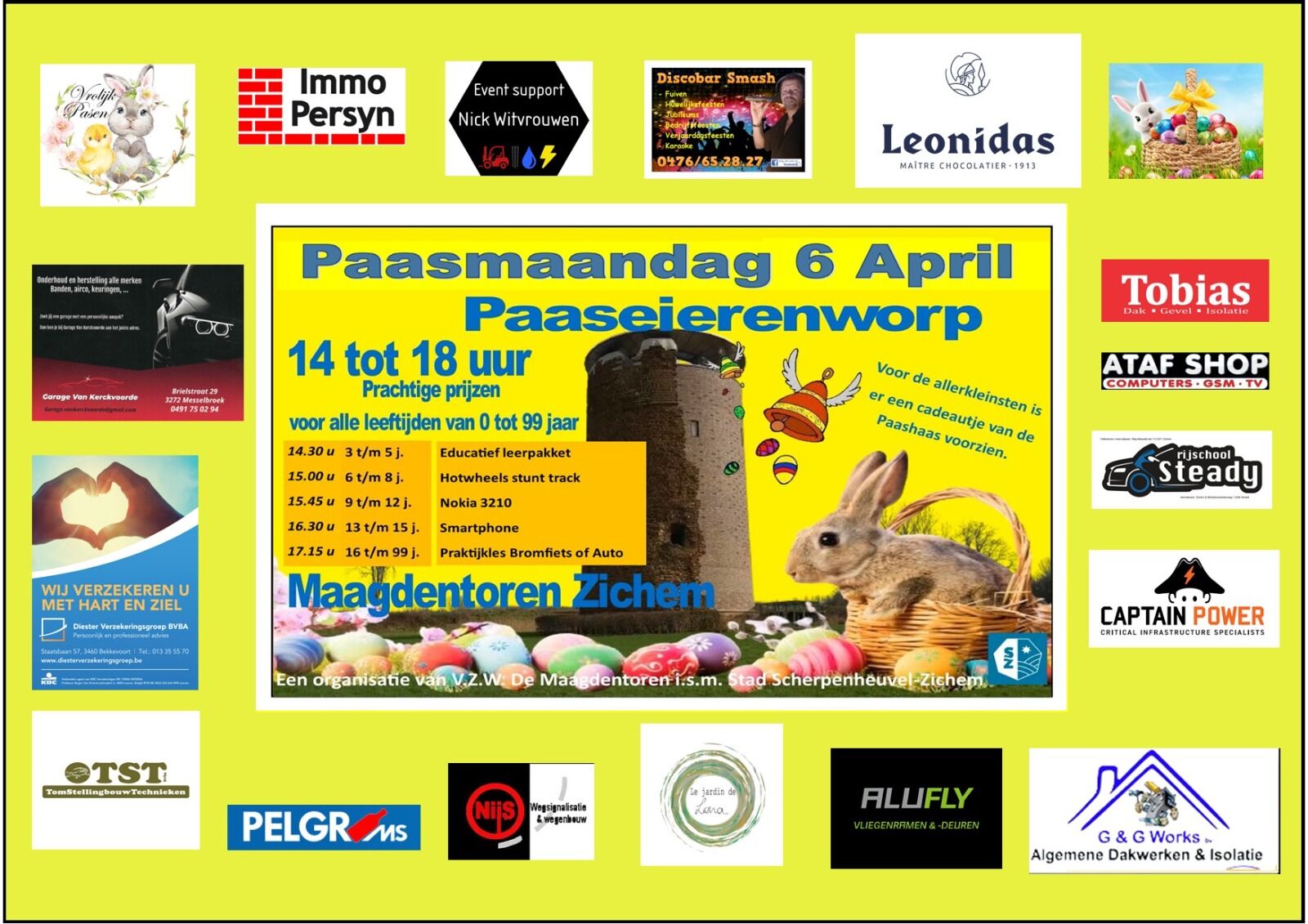 Paaseierenworp aan de Maagdentoren in Zichem