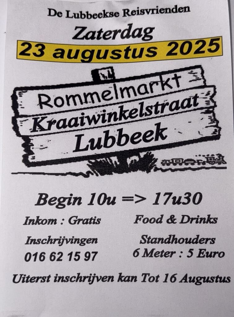 Rommelmarkt kraaiwinkelstraat Lubbeek De Lubbeekse Reisvrienden